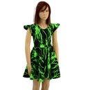 Girls Neon Green Lightning Skater Dress - Coquetry Clothing
