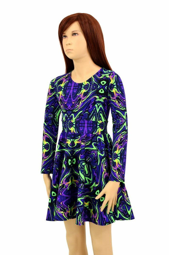 Girls Neon Melt Skater Dress - Coquetry Clothing