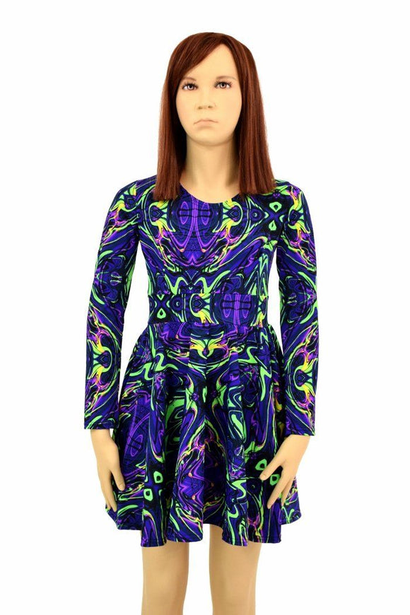 Girls Neon Melt Skater Dress - Coquetry Clothing