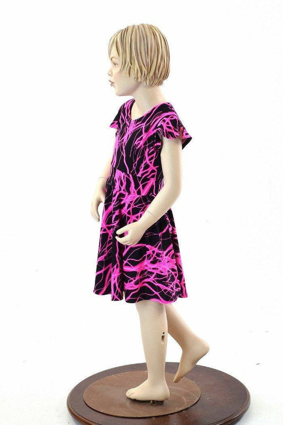 Girls Pink Lightning Skater Dress - Coquetry Clothing