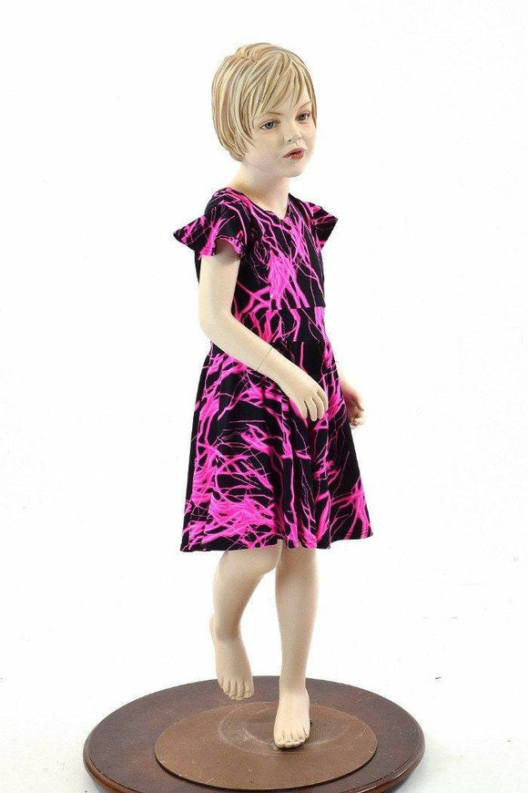 Girls Pink Lightning Skater Dress - Coquetry Clothing