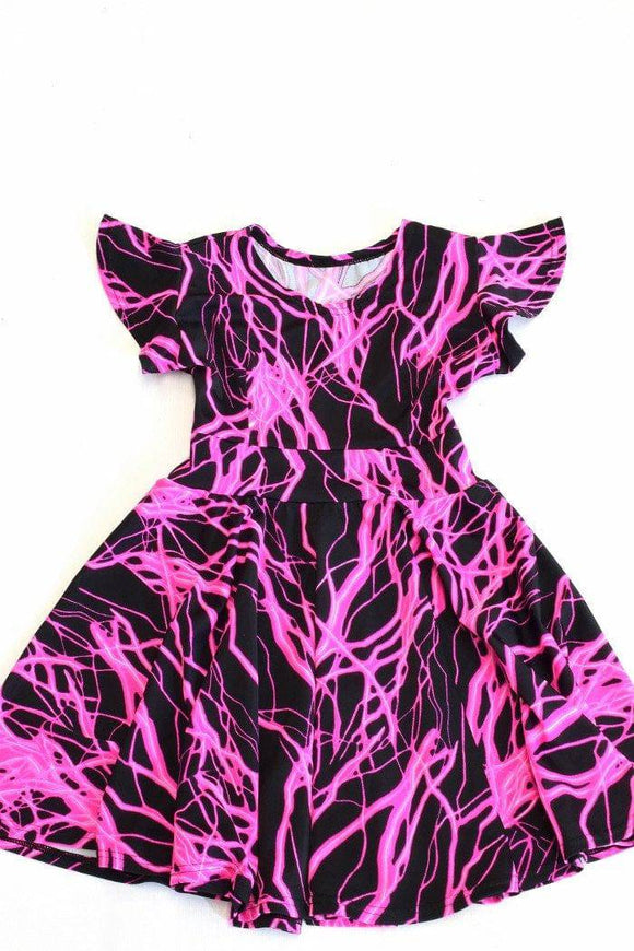 Girls Pink Lightning Skater Dress - Coquetry Clothing