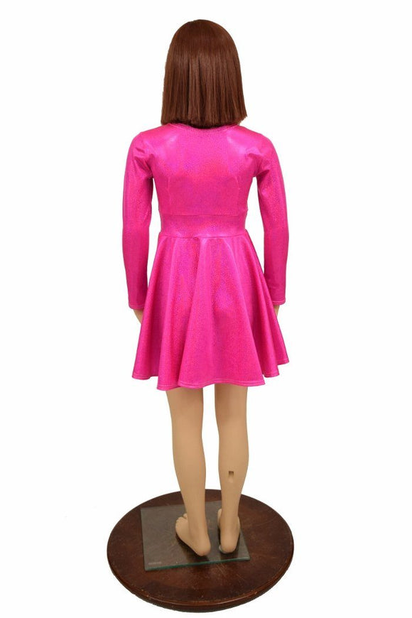 Girls Pink Sparkly Skater Dress - Coquetry Clothing
