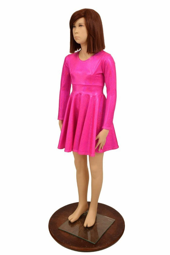 Girls Pink Sparkly Skater Dress - Coquetry Clothing