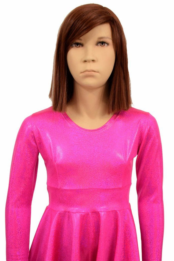 Girls Pink Sparkly Skater Dress - Coquetry Clothing