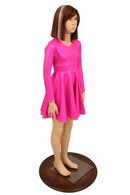 Girls Pink Sparkly Skater Dress - Coquetry Clothing