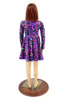 Girls Rainbow Leopard Long Sleeve Skater Dress - Coquetry Clothing