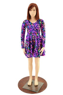 Girls Rainbow Leopard Long Sleeve Skater Dress - Coquetry Clothing