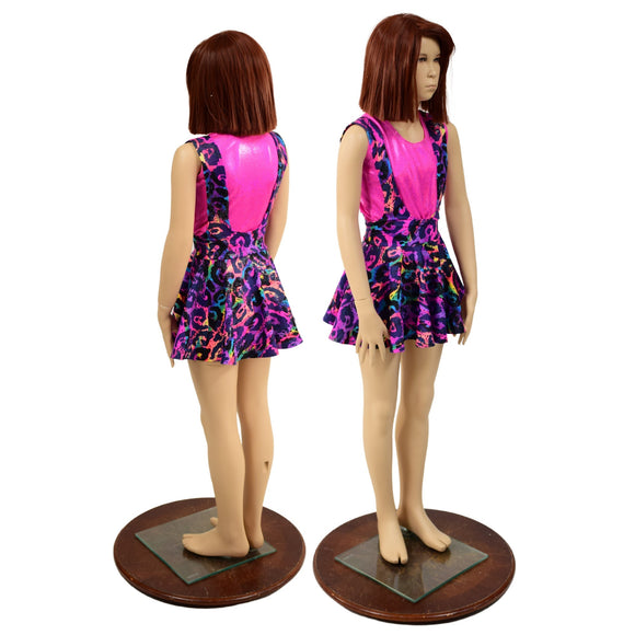 Girls Rainbow Leopard Suspender Skirt - Coquetry Clothing