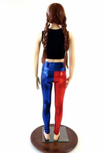 Girls Red & Blue Harlequin Leggings - 2