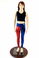 Girls Red & Blue Harlequin Leggings - 1