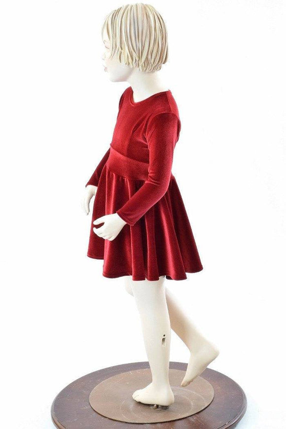 Girls Red Velvet Skater Dress - Coquetry Clothing