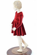 Girls Red Velvet Skater Dress - 4