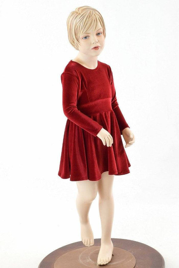 Girls Red Velvet Skater Dress - 6
