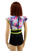 Girls Romper with Keyhole and Mesh Waistband - Coquetry Clothing