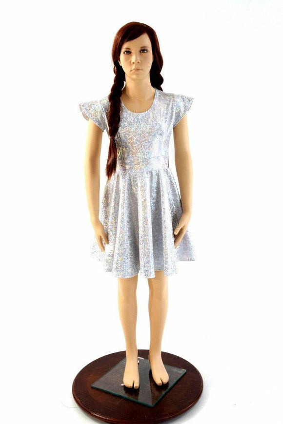Girls Silver and White Skater Dress - Coquetry Clothing