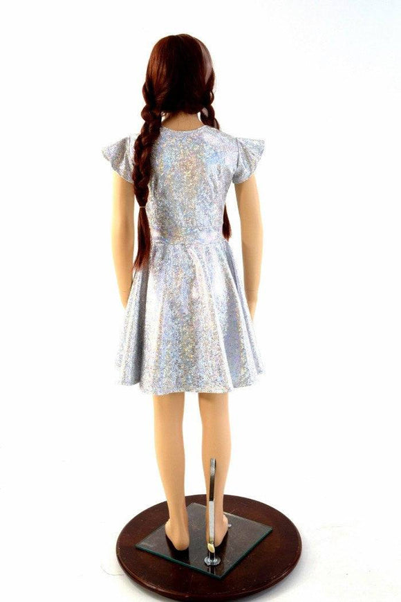 Girls Silver and White Skater Dress - Coquetry Clothing