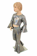 Girls Silver Holographic Flares & Top Set - Coquetry Clothing