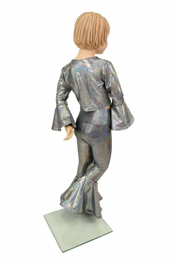 Girls Silver Holographic Flares & Top Set - Coquetry Clothing