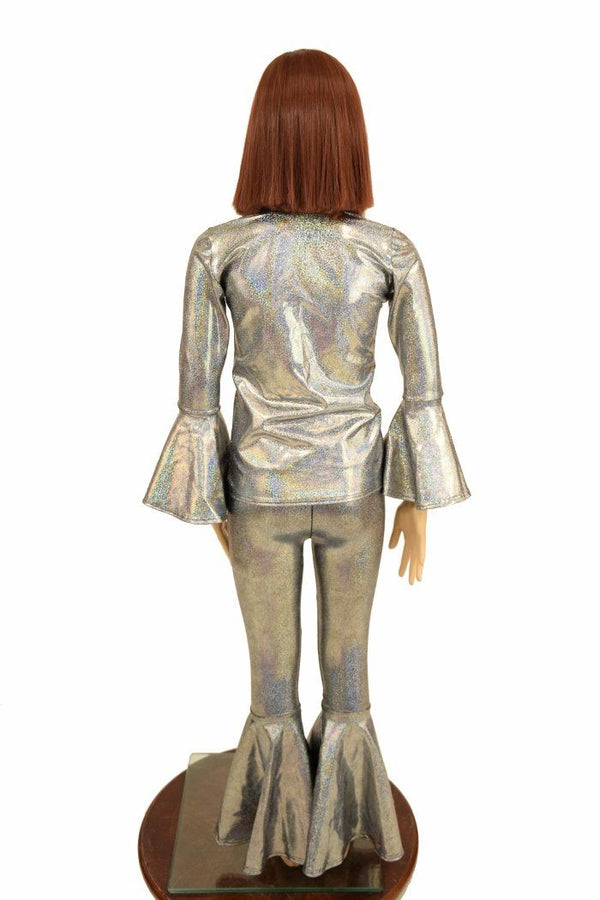 Girls Silver Holographic Flares & Top Set - 2