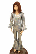 Girls Silver Holographic Flares & Top Set - 3