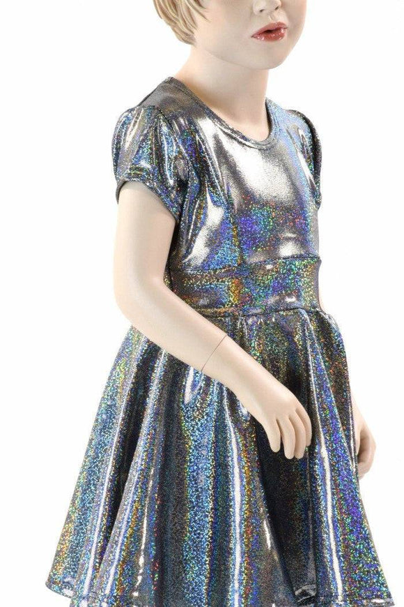 Girls Silver Holographic Party Dress - Coquetry Clothing