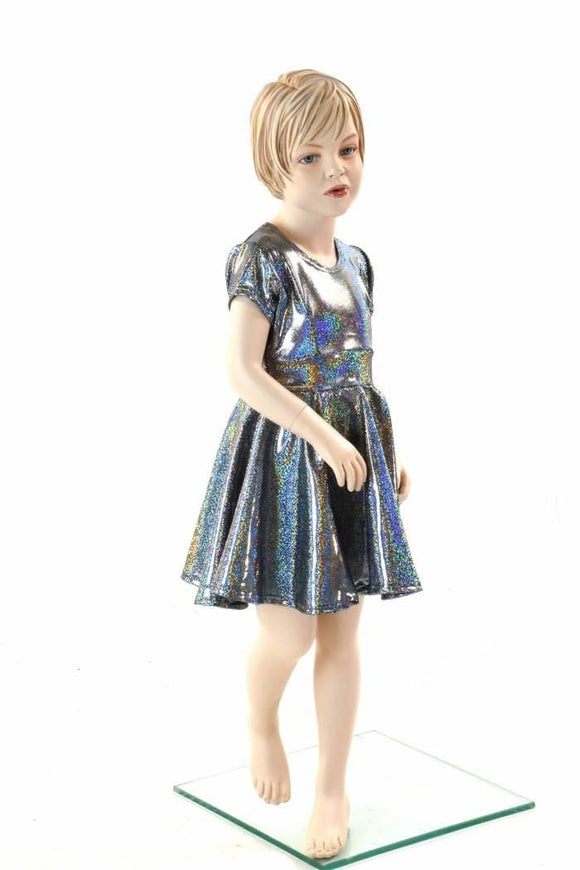 Girls Silver Holographic Party Dress - Coquetry Clothing
