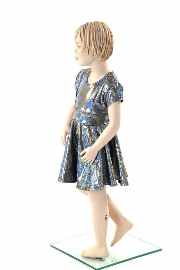 Girls Silver Holographic Party Dress - Coquetry Clothing