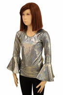 Girls Silver Trumpet Sleeve Full Length Top - Coquetry Clothing