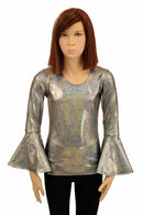 Girls Silver Trumpet Sleeve Full Length Top - Coquetry Clothing