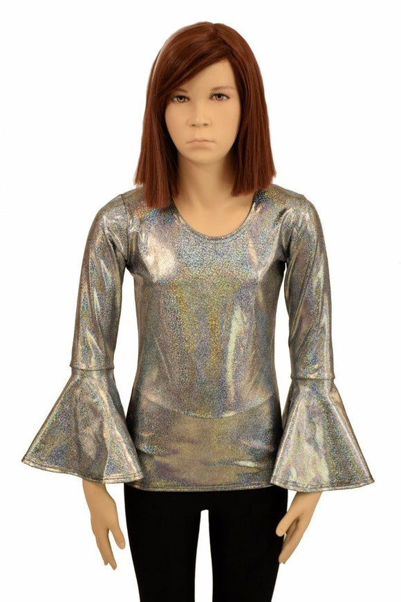 Girls Silver Trumpet Sleeve Full Length Top - Coquetry Clothing