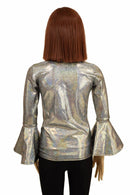 Girls Silver Trumpet Sleeve Full Length Top - Coquetry Clothing