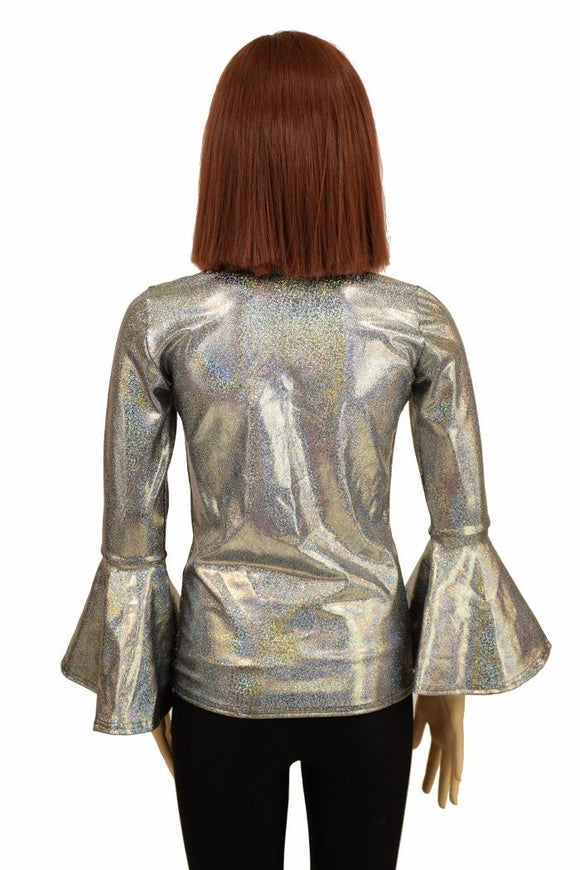 Girls Silver Trumpet Sleeve Full Length Top - Coquetry Clothing