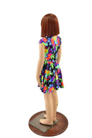 Girls Sonic Bloom UV Glow Cap Sleeve Skater Dress - Coquetry Clothing