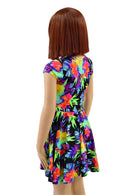 Girls Sonic Bloom UV Glow Cap Sleeve Skater Dress - Coquetry Clothing