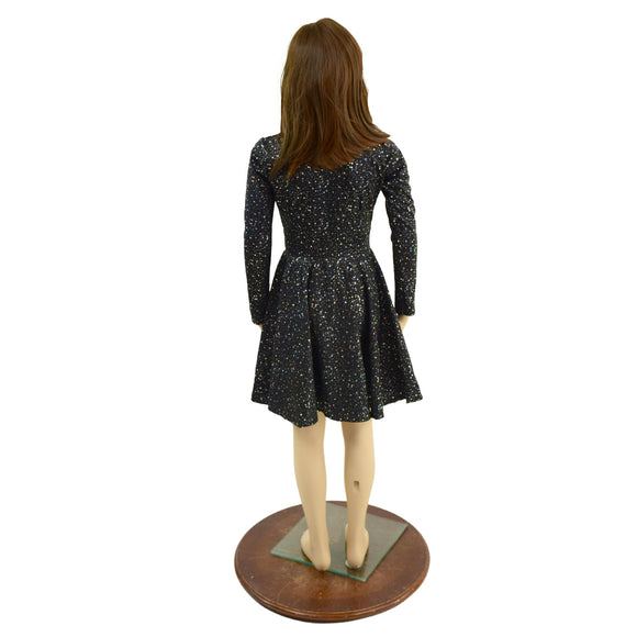 Girls Star Noir Long Sleeve Skater Dress - Coquetry Clothing