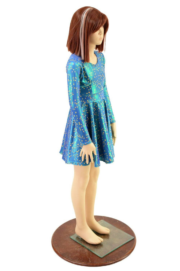 Girls Stardust Long Sleeve Skater Dress - Coquetry Clothing