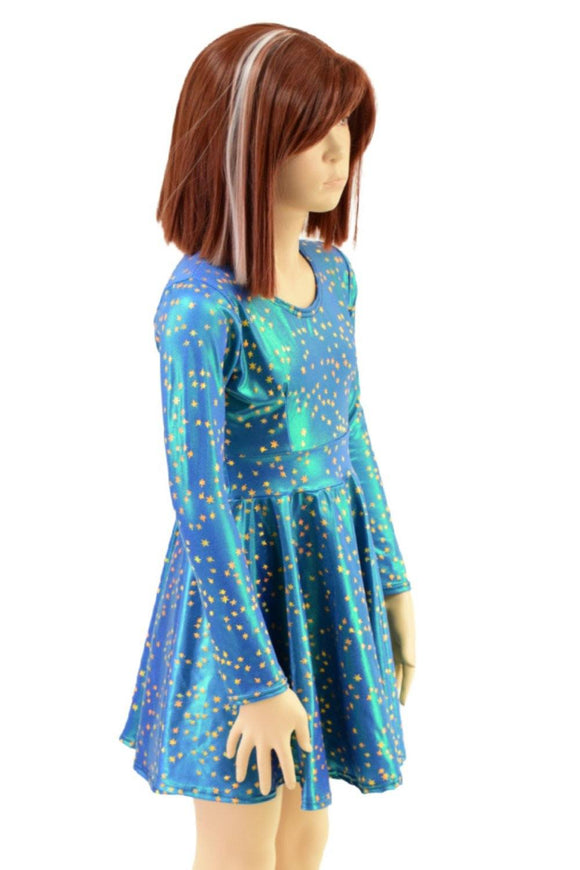 Girls Stardust Long Sleeve Skater Dress - Coquetry Clothing