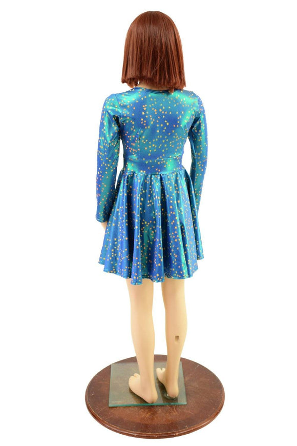 Girls Stardust Long Sleeve Skater Dress - Coquetry Clothing