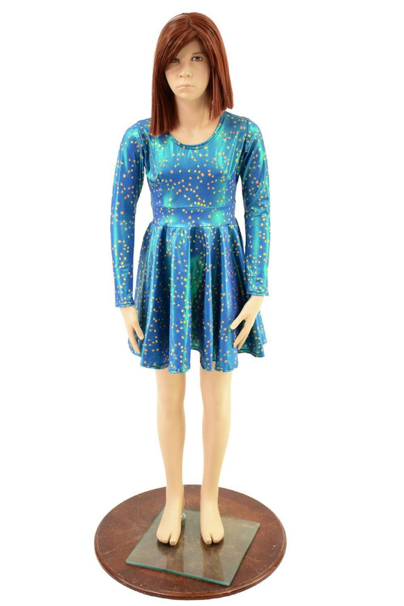 Girls Stardust Long Sleeve Skater Dress - Coquetry Clothing