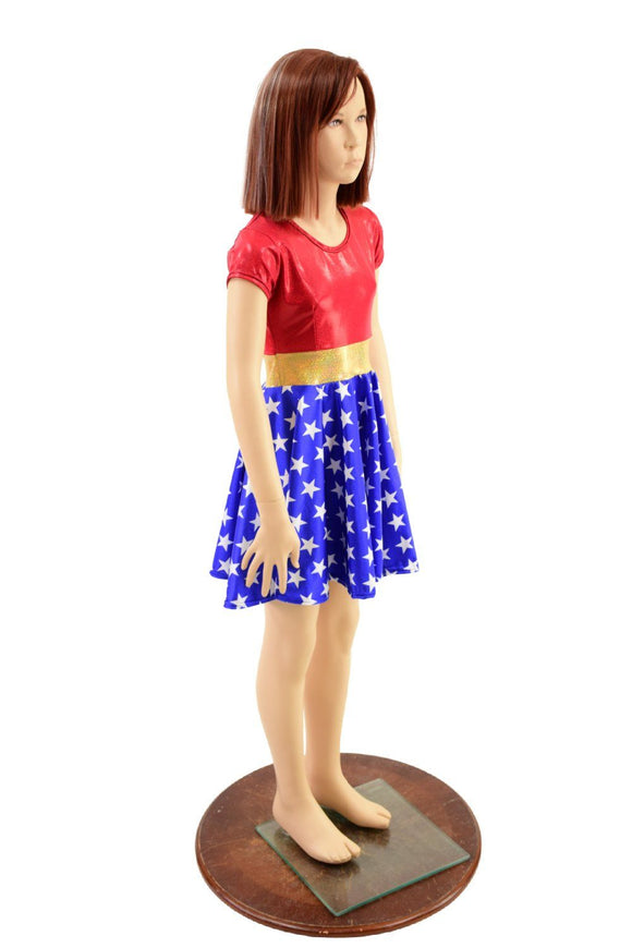 Girls Super Hero Skater Dress with Cap Sleeves - Coquetry Clothing