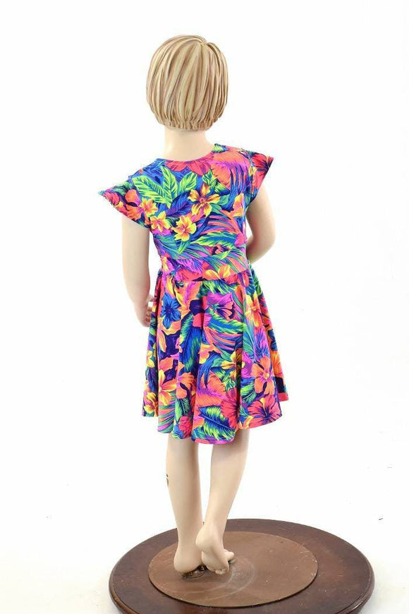 Girls Tahitian Floral Skater Dress - Coquetry Clothing