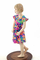 Girls Tahitian Floral Skater Dress - Coquetry Clothing