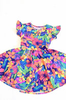 Girls Tahitian Floral Skater Dress - Coquetry Clothing
