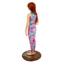 Girls Tahitian Floral UV Glow Leggings and Full Length Sleeveless Top Set - Coquetry Clothing