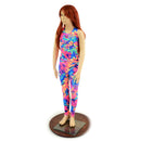 Girls Tahitian Floral UV Glow Leggings and Full Length Sleeveless Top Set - Coquetry Clothing