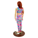 Girls Tahitian Floral UV Glow Leggings and Sleeveless Crop Top Set - Coquetry Clothing