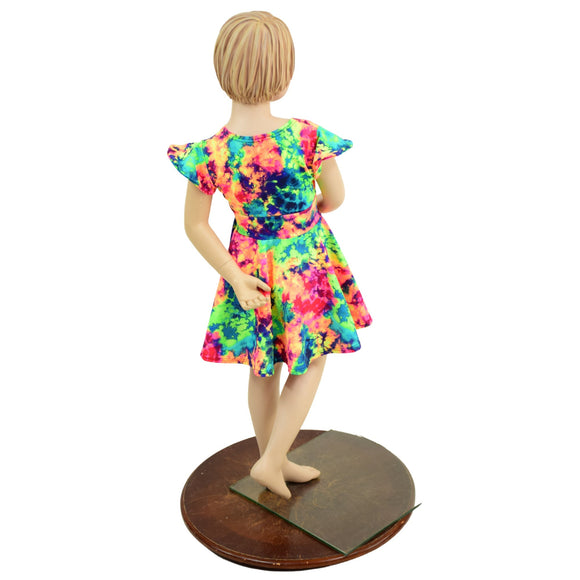 Girls UV Glow Acid Splash Skater Dress - Coquetry Clothing