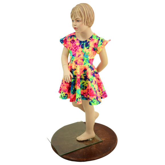 Girls UV Glow Acid Splash Skater Dress - Coquetry Clothing