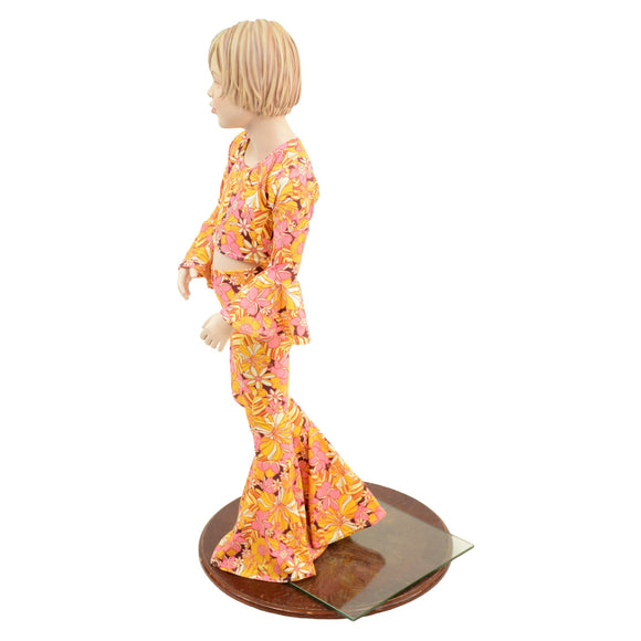Girls What The Floral Trumpet Sleeve Crop & Bell Bottom Flares Set - Coquetry Clothing